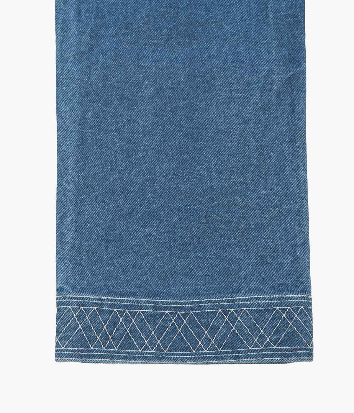 BODE "DENIM EMBROIDERED KNOLLY BROOK TROUSERS" (INDIGO)