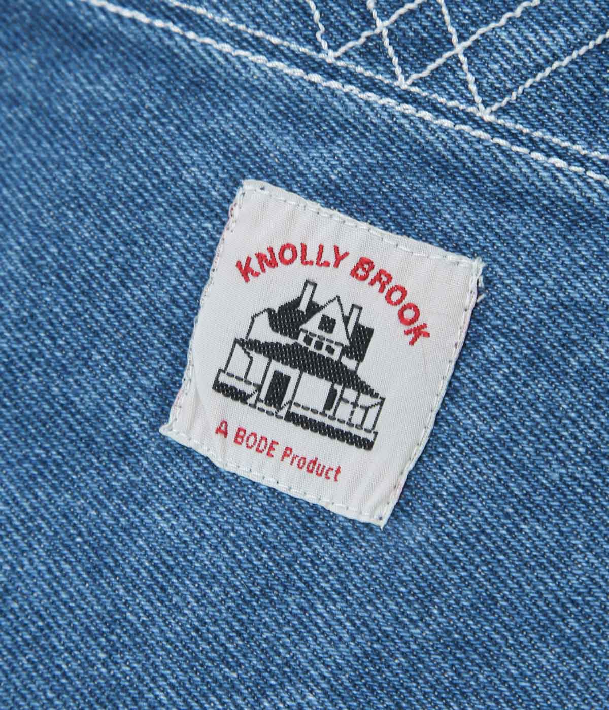 BODE "DENIM EMBROIDERED KNOLLY BROOK TROUSERS" (INDIGO)
