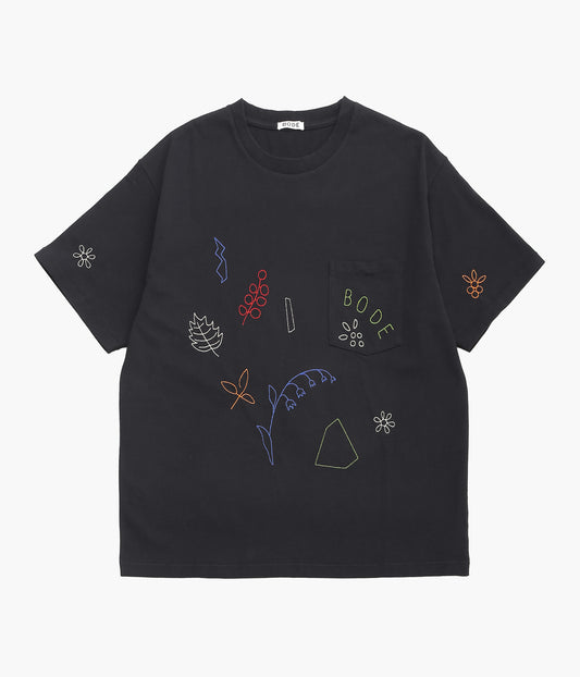 BODE ''EMBROIDERED FIELD GUIDE TEE'' (BLACK)