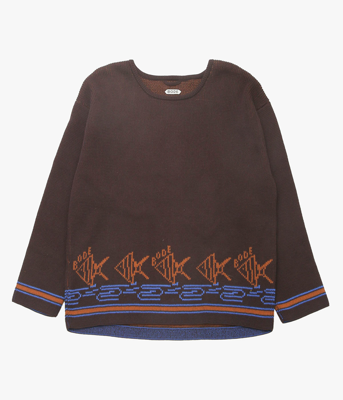 BODE "FISH SCHOOL SWEATER" (BROWN MULTI)