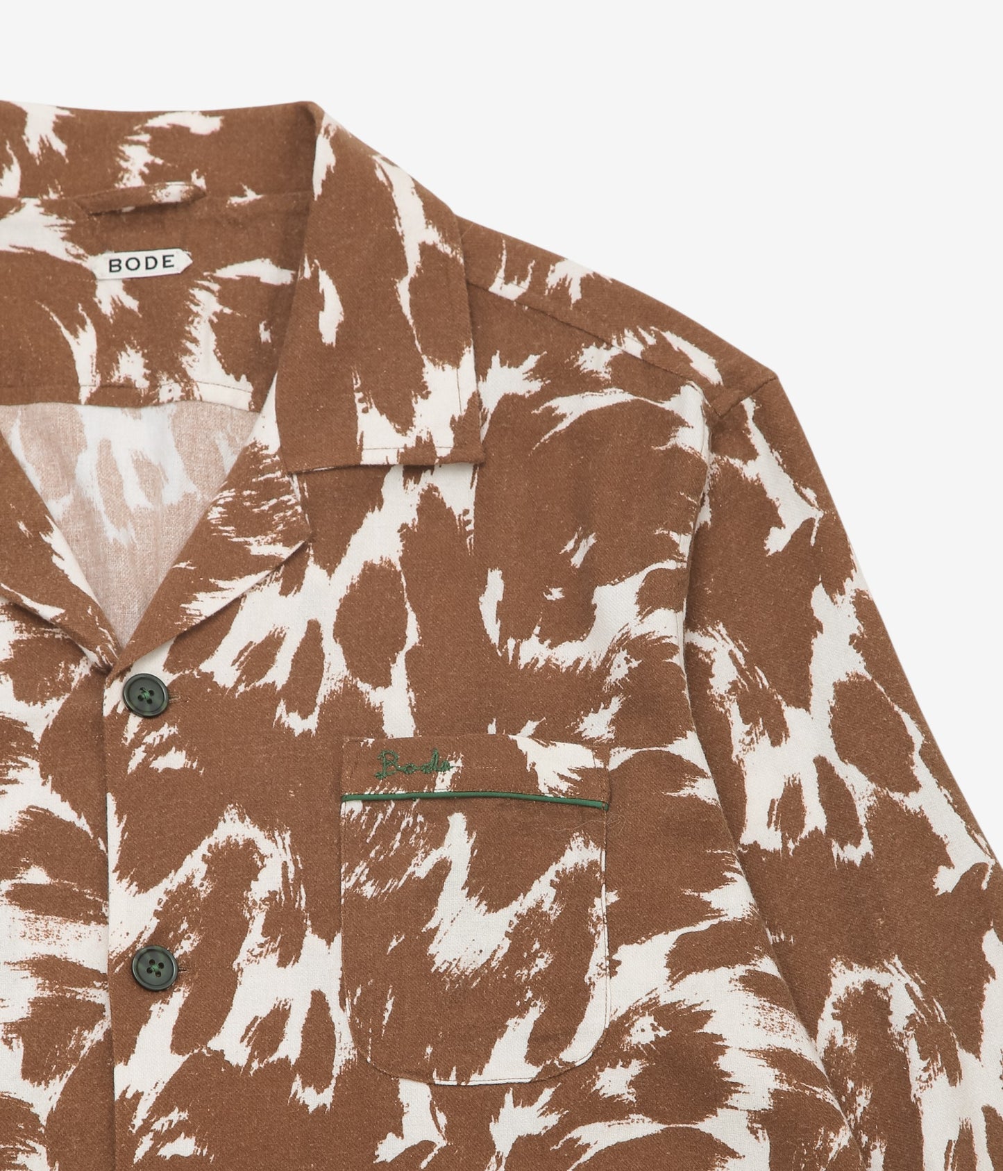 BODE "FLANNEL COW PRINT LONG SLEEVE SHIRT" (BROWN CREAM)
