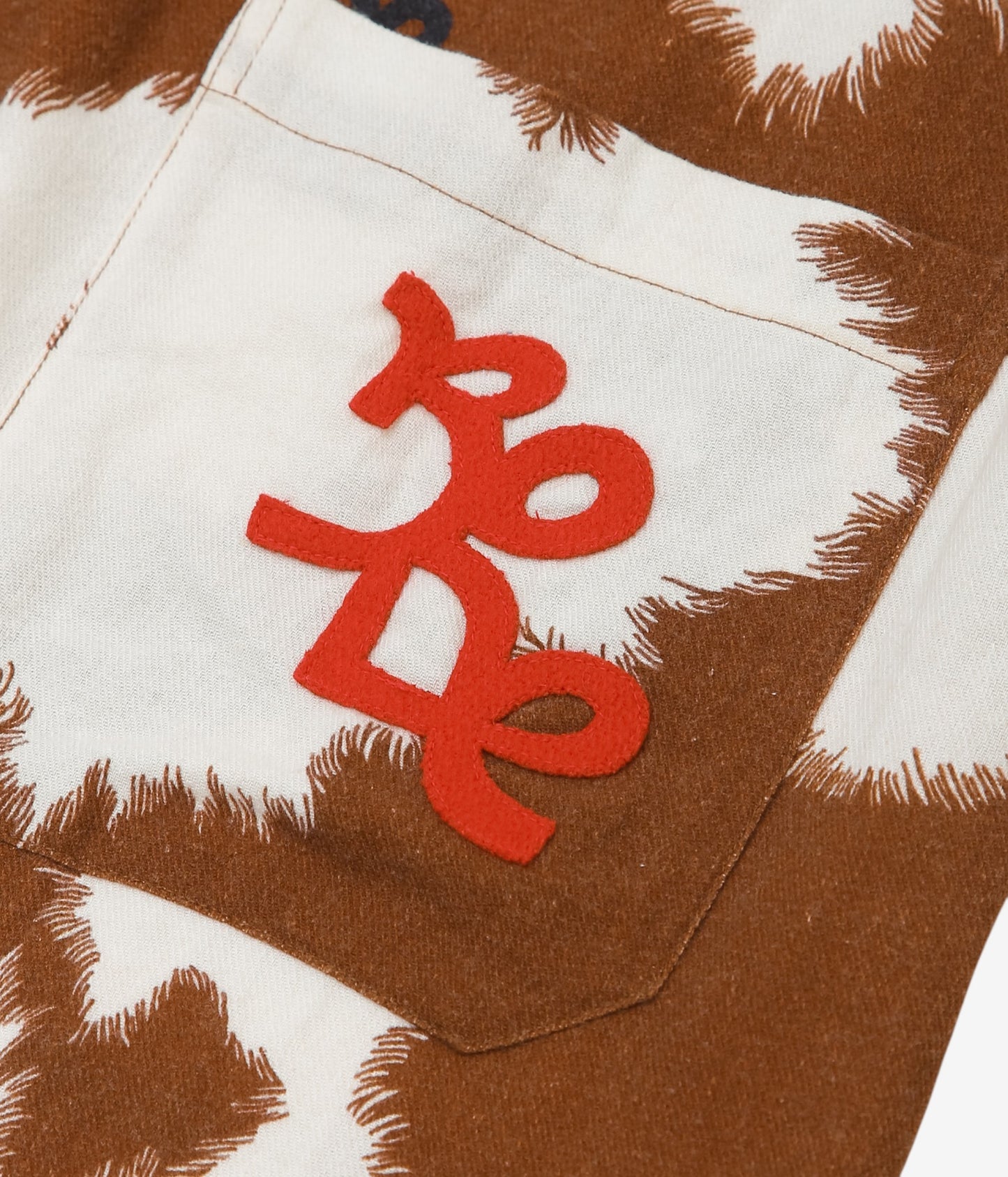 BODE "플란넬 카우 프린트 파자마 팬츠" (브라운 크림)