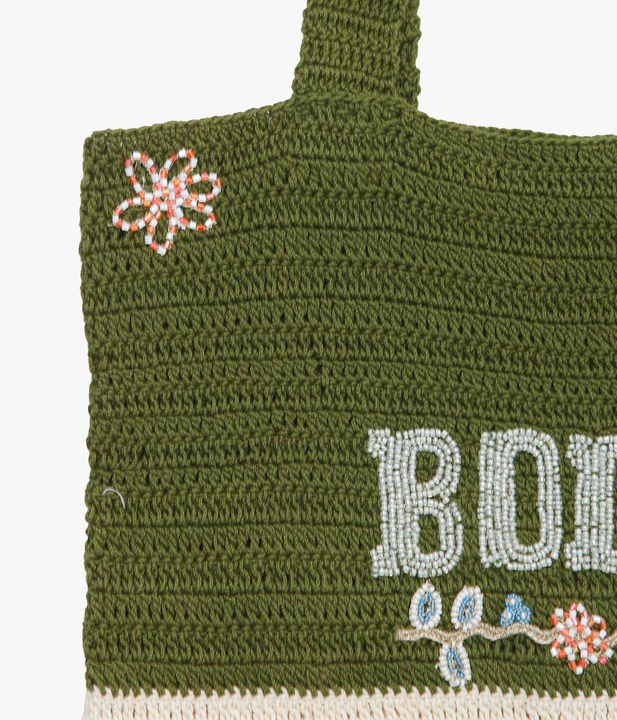 BODE ''MARSH CROCHET TOTE'' (GREEN CREAM)