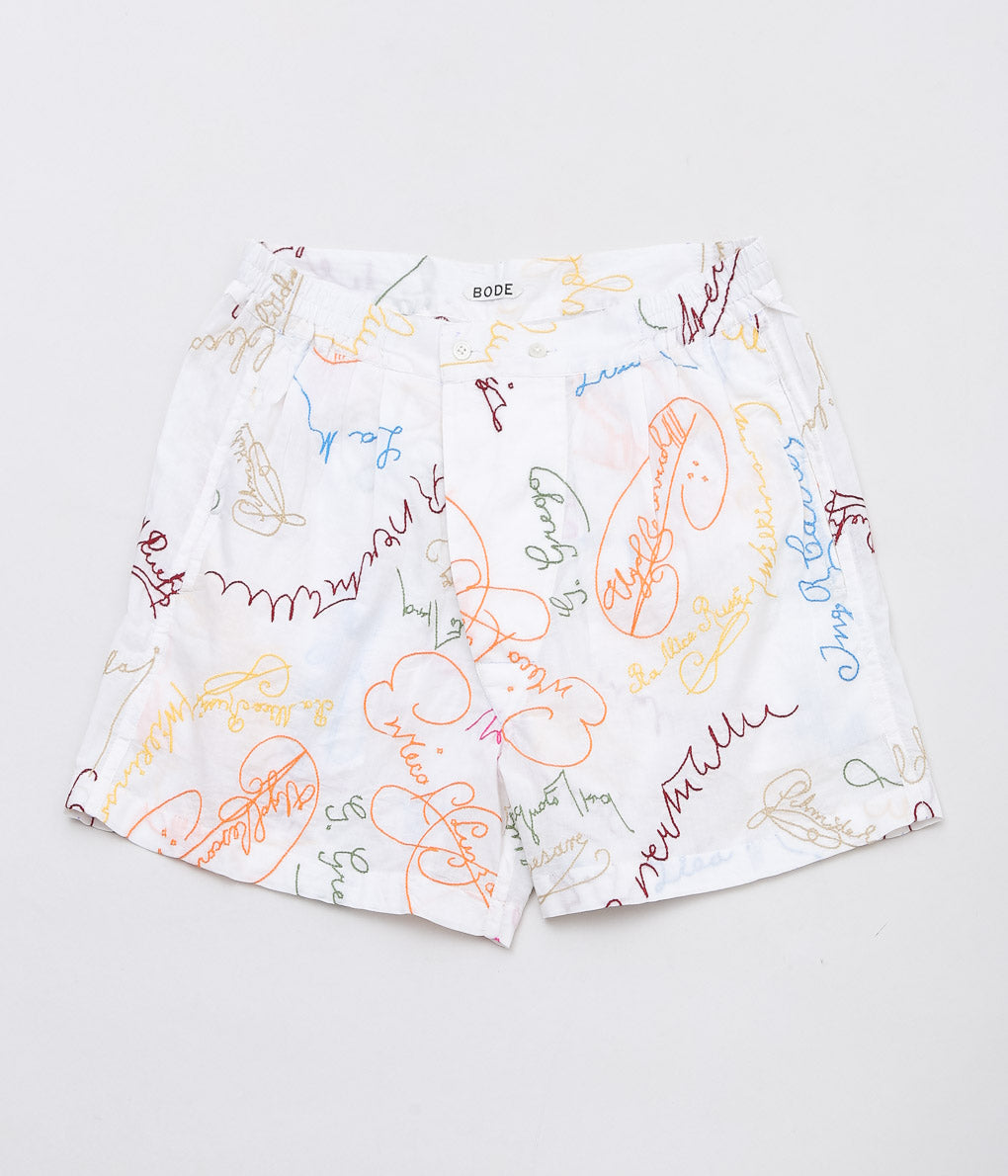 BODE ''SIGNATURE SCRAWL BOXERS'' (WHITE MULTI)