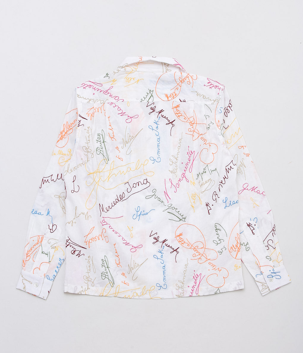 BODE ''SIGNATURE SCRAWL SHIRT'' (WHITE MULTI)