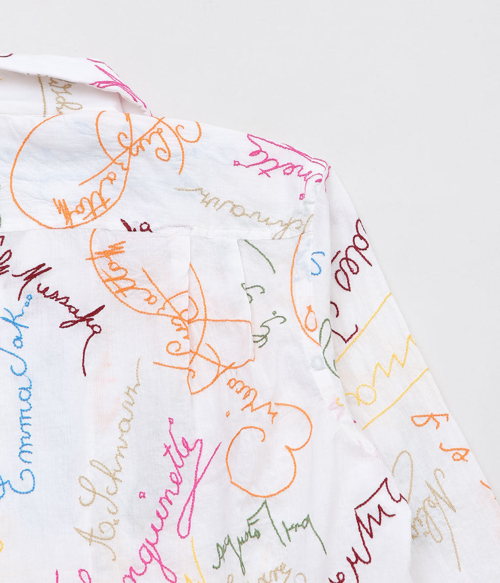 BODE ''SIGNATURE SCRAWL SHIRT'' (WHITE MULTI)