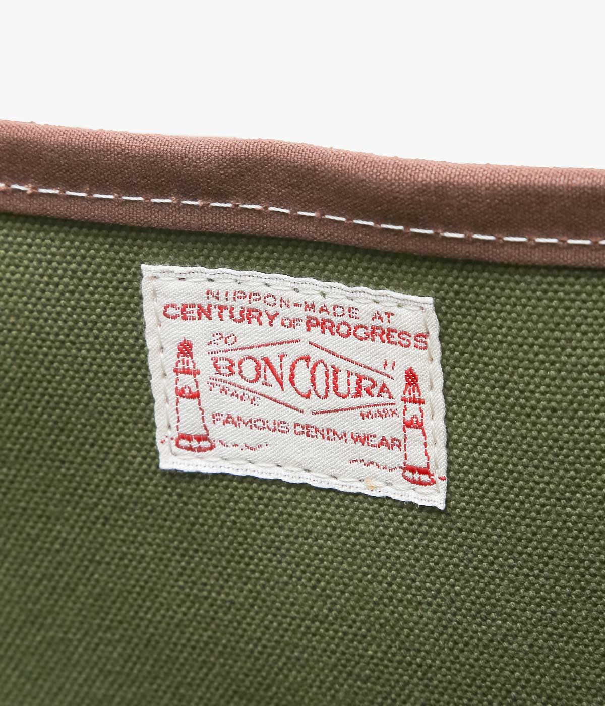 BONCOURA ''POCKET BOAT TOTE'' (ARMY OLIVE DUCK×PARAFFIN BROWN DUCK)