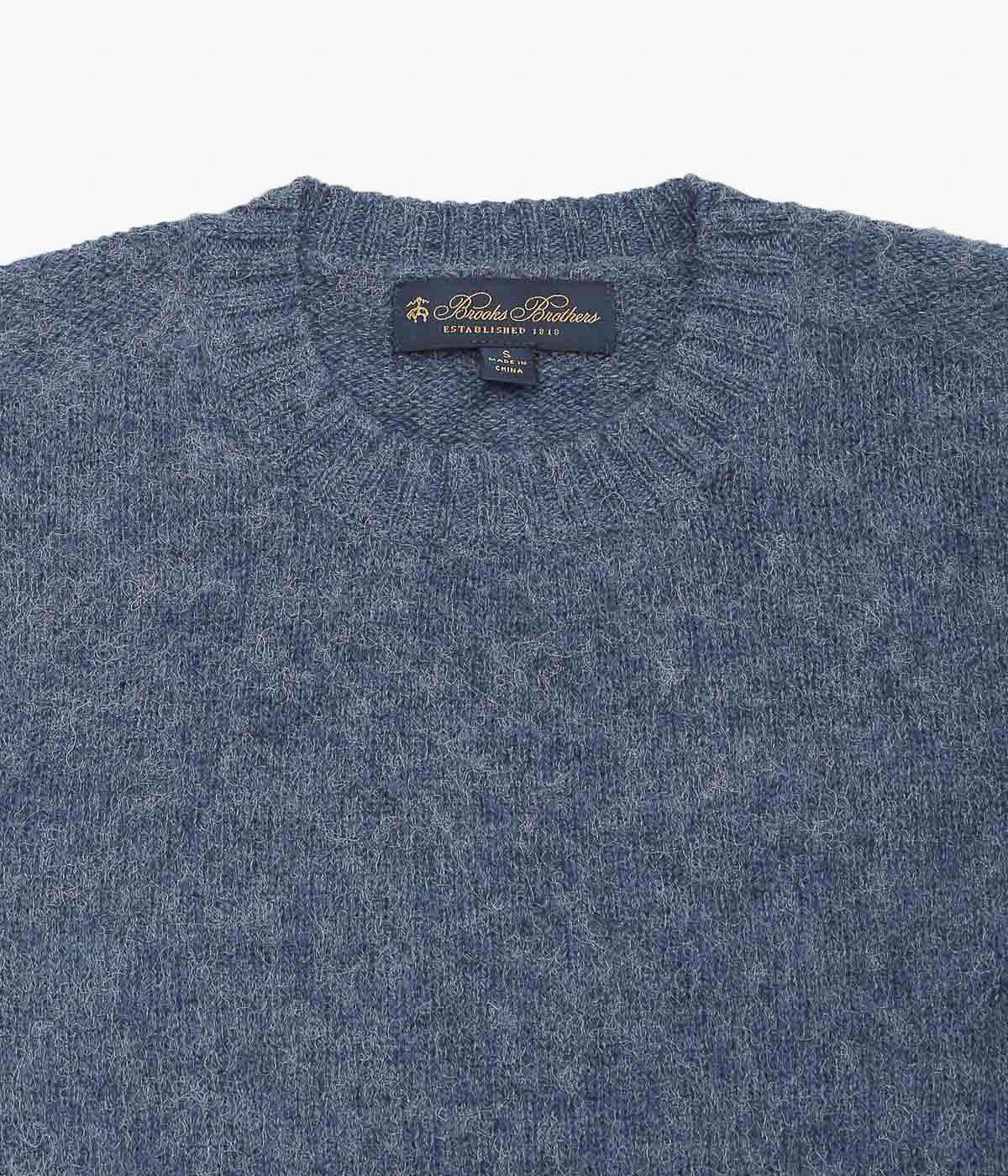 BROOKS BROTHERS ''BRUSHED WOOL CREW NECK SWEATER'' (DENIM)