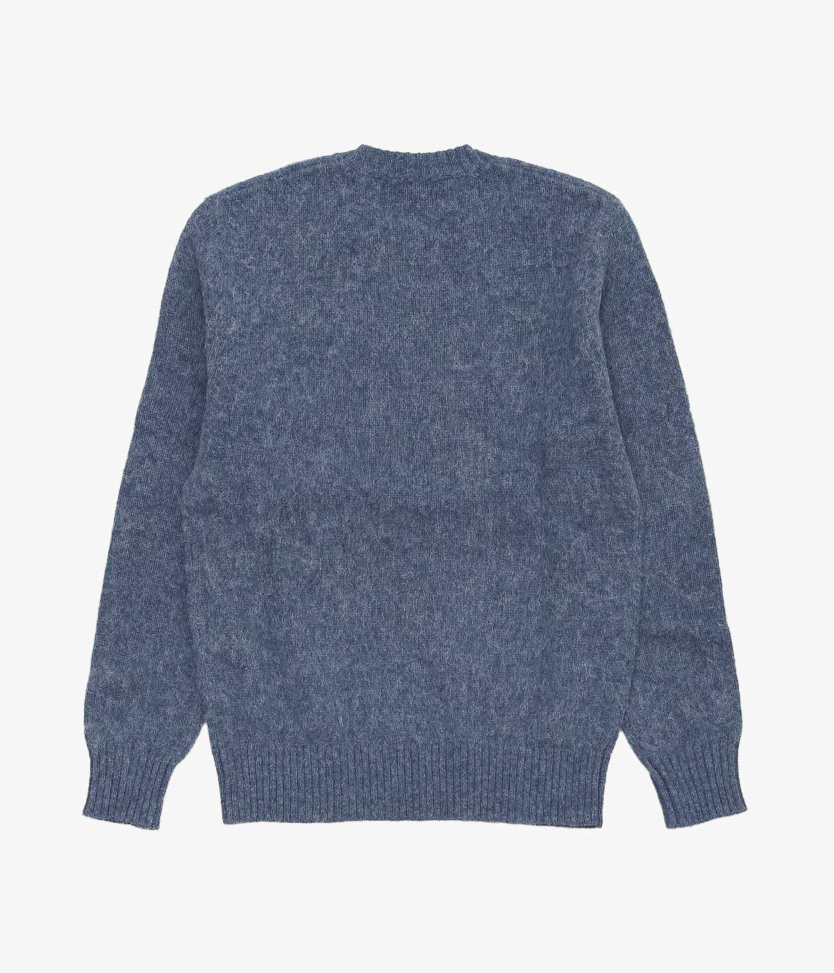 BROOKS BROTHERS ''BRUSHED WOOL CREW NECK SWEATER'' (DENIM)