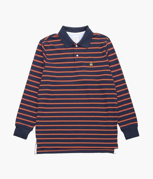BROOKS BROTHERS ``GF STRIPE POLO L/S'' (NAVY)