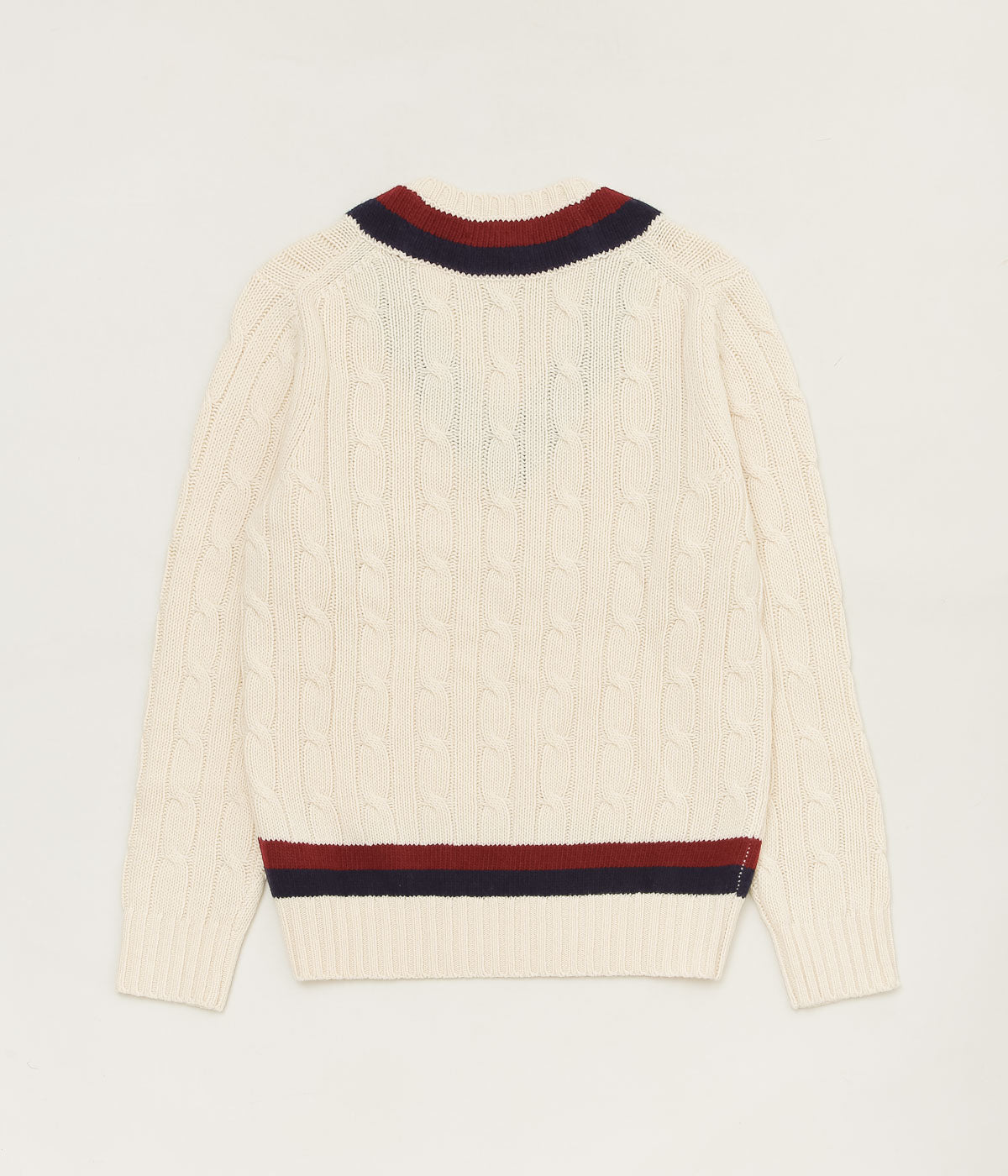 BROOKS BROTHERS ''V NECK CABLE TENNIS SWEATER'' (IVORY)