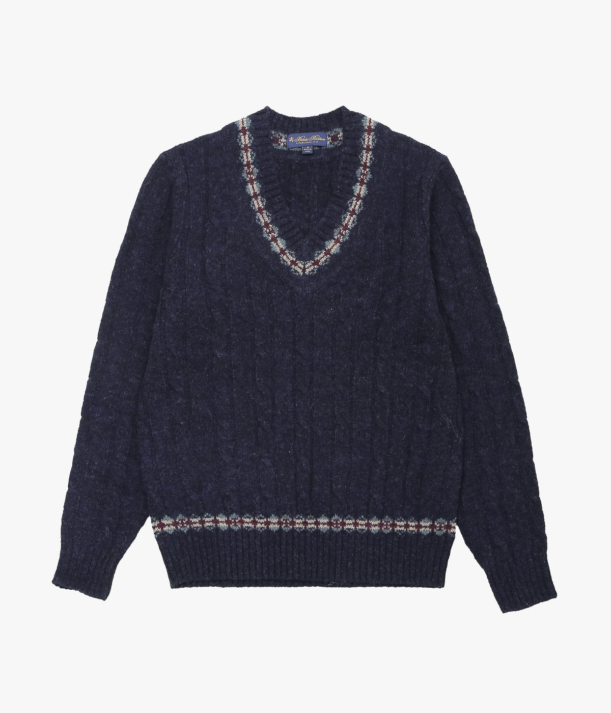 BROOKS BROTHERS ''V NECK TENNIS SWEATER'' (NAVY HTR)