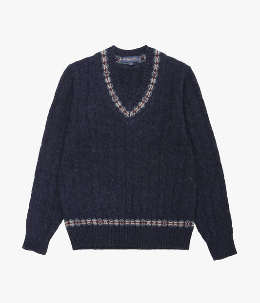 BROOKS BROTHERS ''V NECK TENNIS SWEATER'' (NAVY HTR)