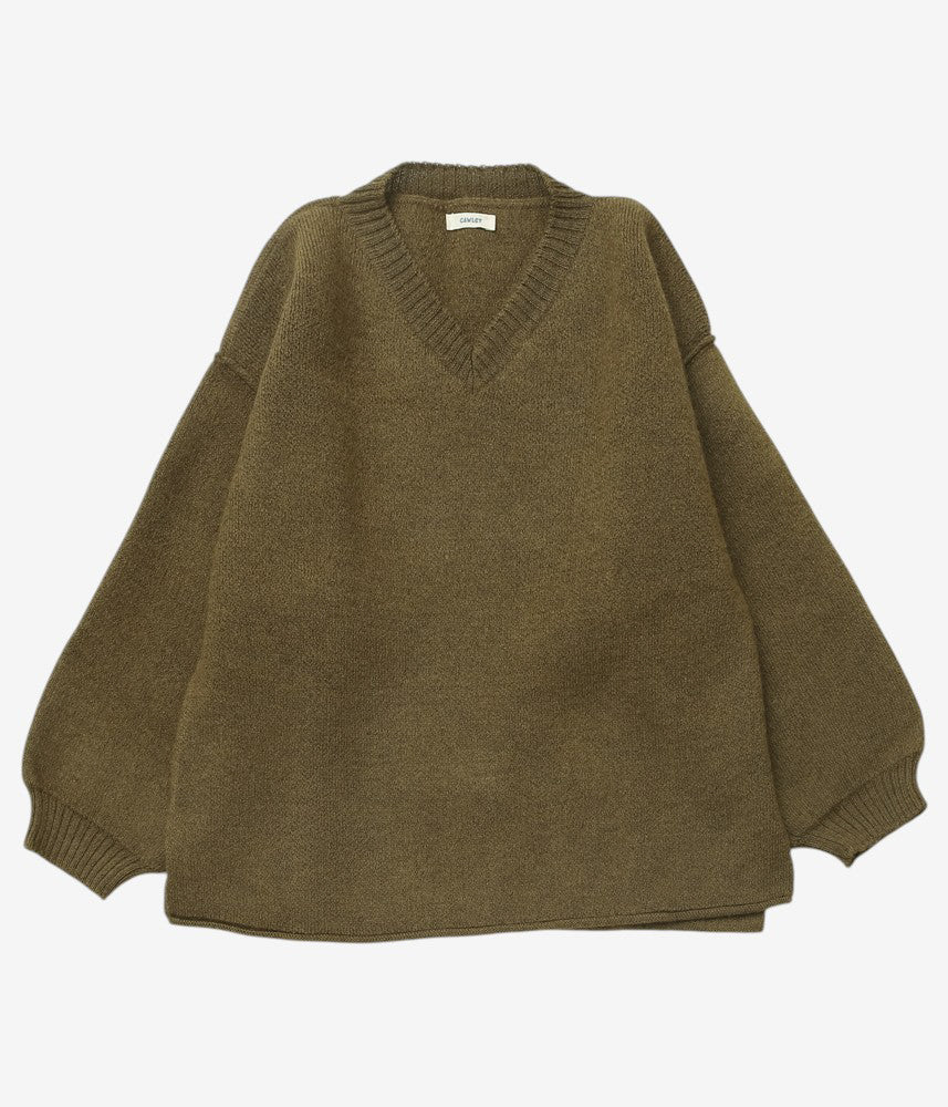 CAWLEY ''BRITISH MERINO WOOL MENS V-NECK JUMPER'' (OLIVE)