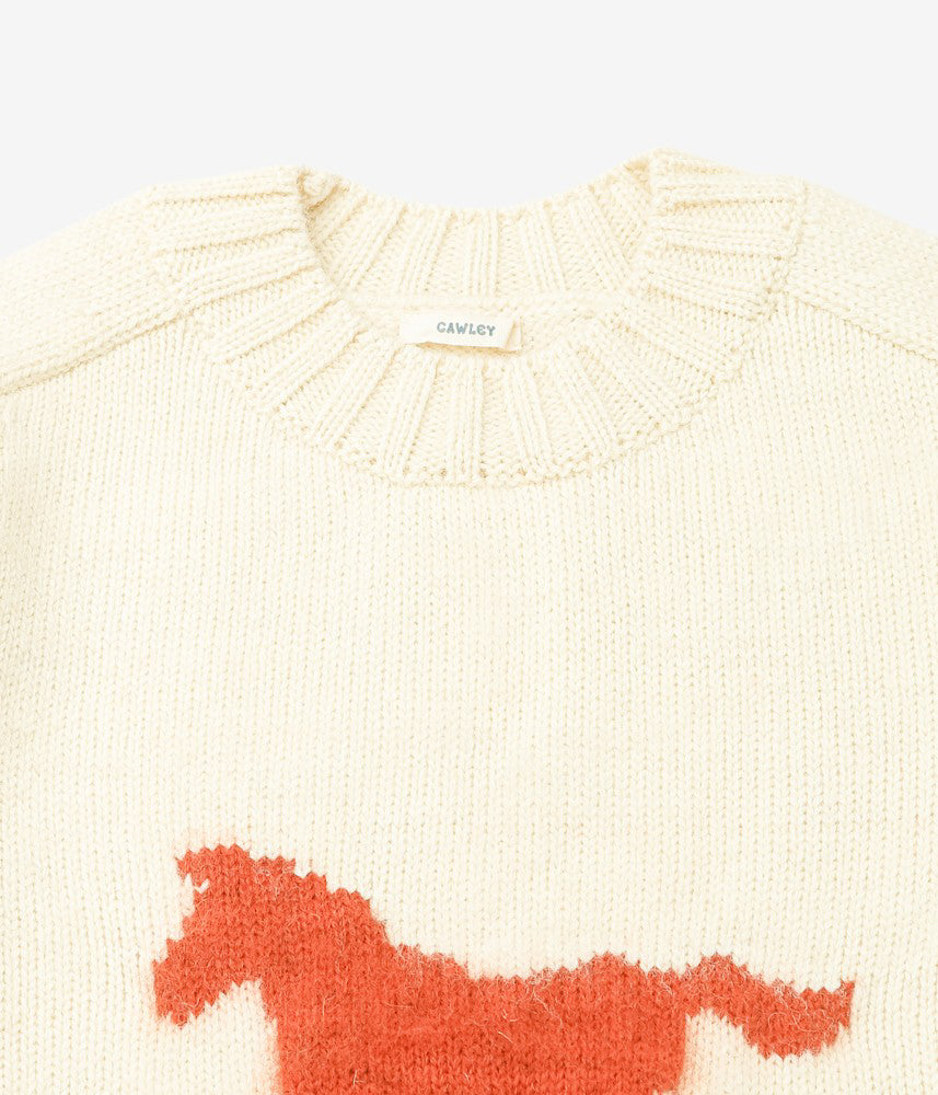 CAWLEY ''BRUSHED BRITISH WOOL MENS HORSE JUMPER'' (NATURAL/AUTUMN)