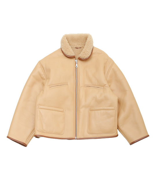 CAWLEY ''LEATHER BACK CURLY HAIR SHEEPSKIN FLYING JACKET'' (TAN)