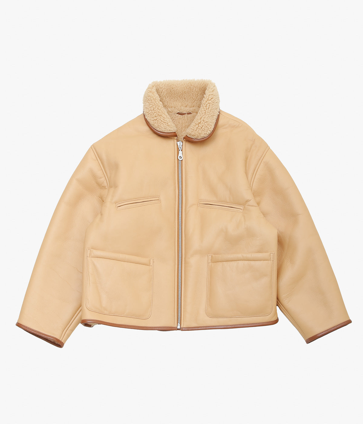 CAWLEY ''LEATHER BACK CURLY HAIR SHEEPSKIN FLYING JACKET'' (TAN)