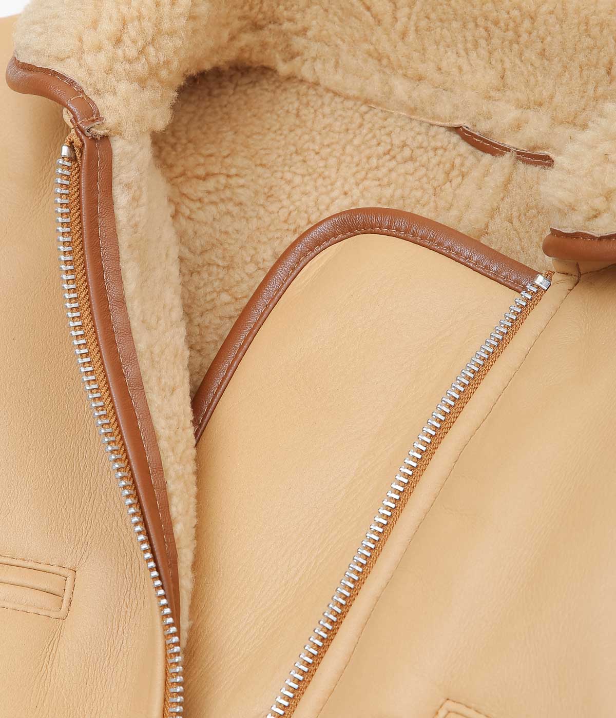 CAWLEY ''LEATHER BACK CURLY HAIR SHEEPSKIN FLYING JACKET'' (TAN)