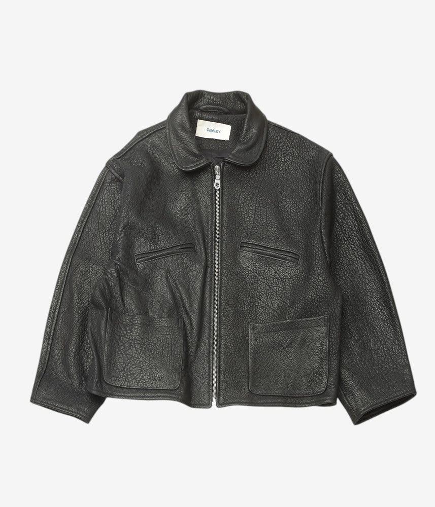 CAWLEY ''STRETCH WRINKLE LEATHER FLYING JACKET'' (LIQUORICE)