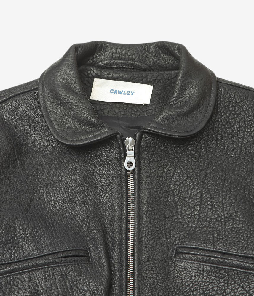 CAWLEY ''STRETCH WRINKLE LEATHER FLYING JACKET'' (LIQUORICE)