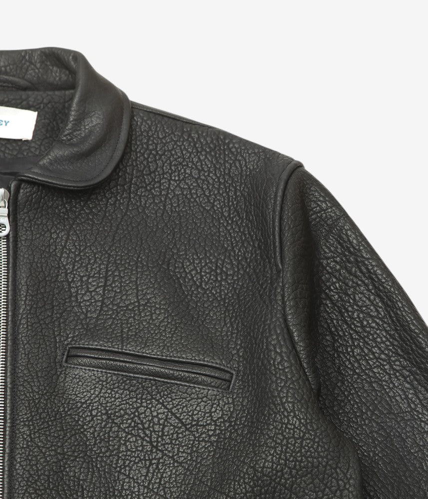 CAWLEY ''STRETCH WRINKLE LEATHER FLYING JACKET'' (LIQUORICE)