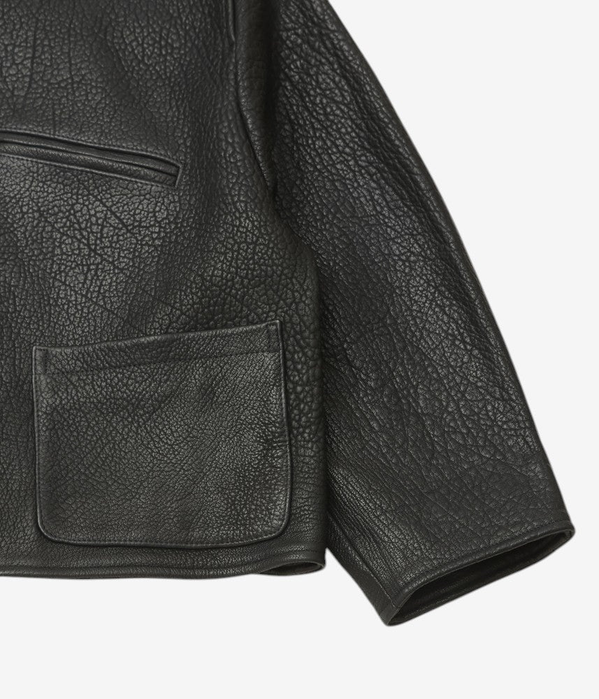 CAWLEY ''STRETCH WRINKLE LEATHER FLYING JACKET'' (LIQUORICE)