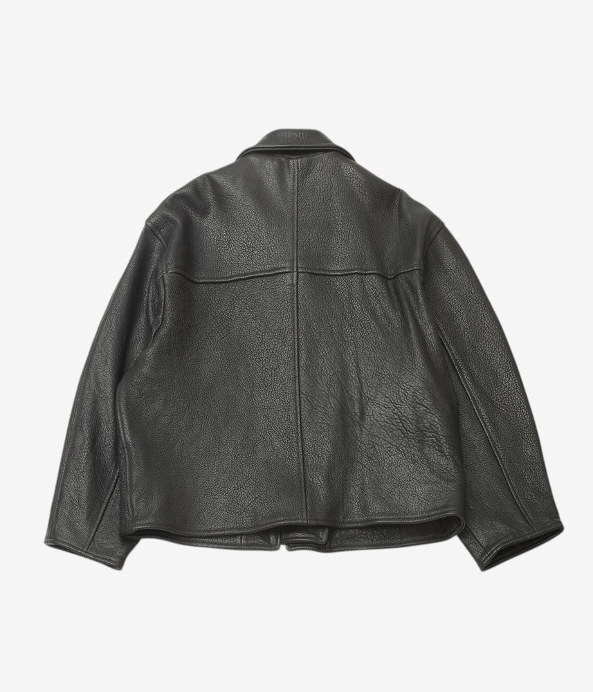 CAWLEY ''STRETCH WRINKLE LEATHER FLYING JACKET'' (LIQUORICE)