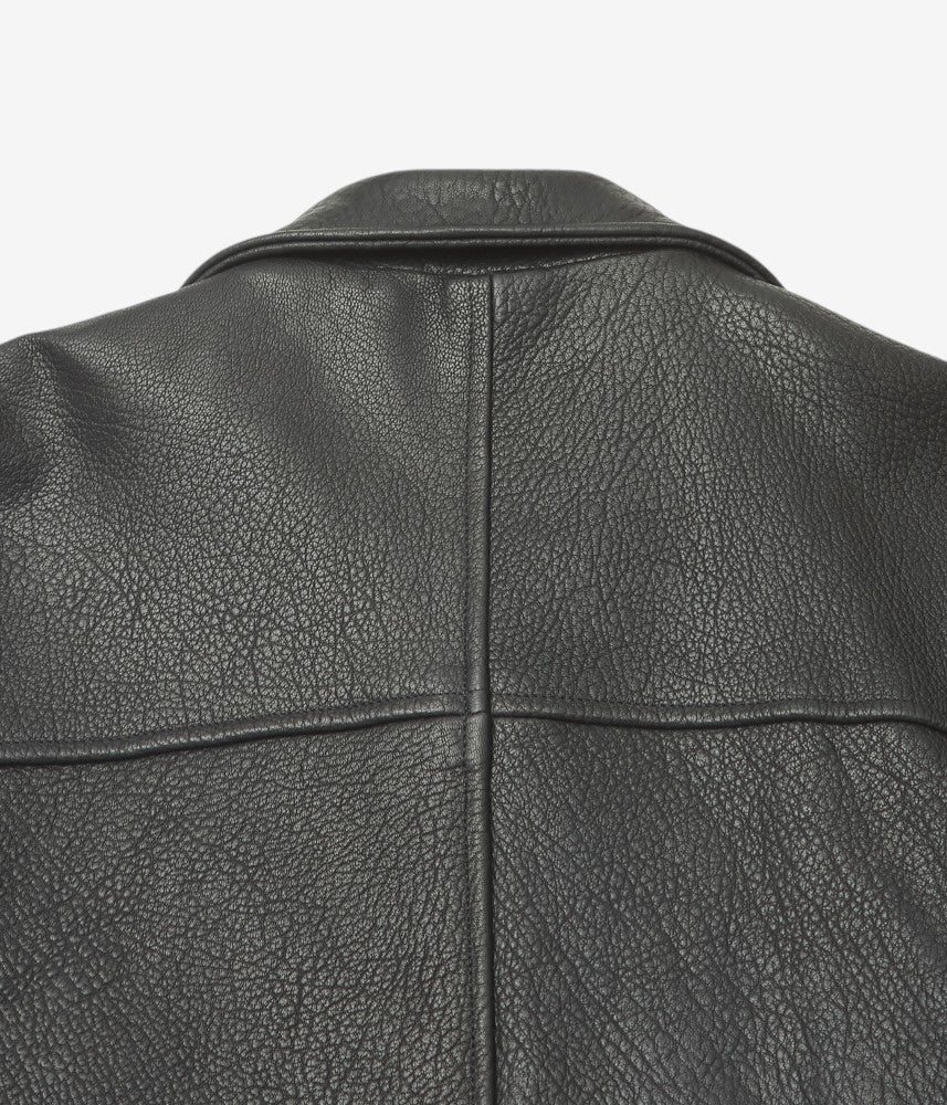 CAWLEY ''STRETCH WRINKLE LEATHER FLYING JACKET'' (LIQUORICE)
