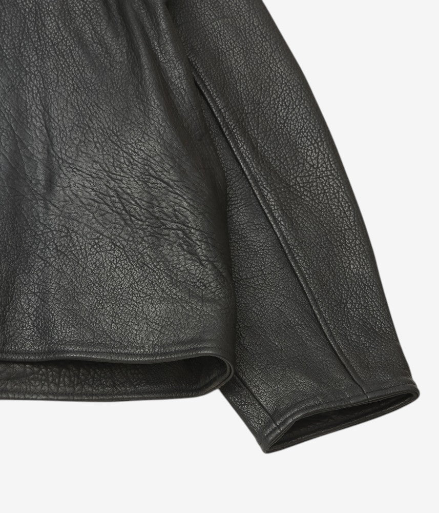 CAWLEY ''STRETCH WRINKLE LEATHER FLYING JACKET'' (LIQUORICE)