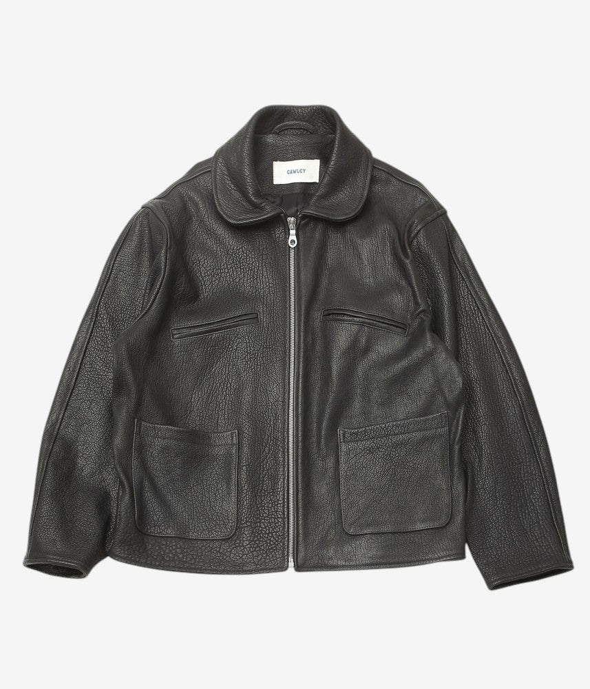 CAWLEY ''STRETCH WRINKLE LEATHER MENS FLYING JACKET'' (LIQUORICE)