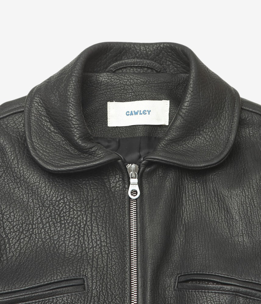 CAWLEY ''STRETCH WRINKLE LEATHER MENS FLYING JACKET'' (LIQUORICE)