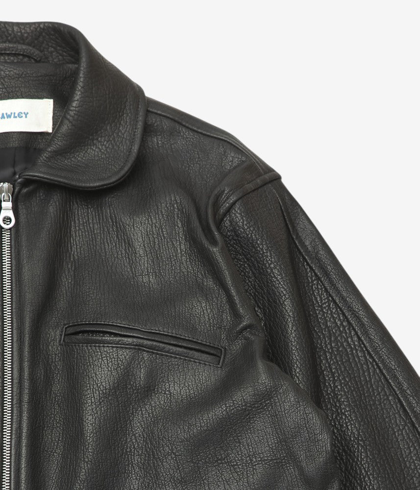 CAWLEY ''STRETCH WRINKLE LEATHER MENS FLYING JACKET'' (LIQUORICE)