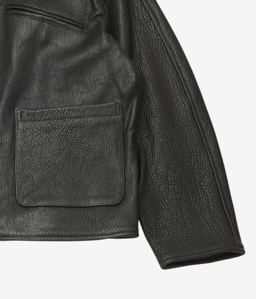 CAWLEY ''STRETCH WRINKLE LEATHER MENS FLYING JACKET'' (LIQUORICE)