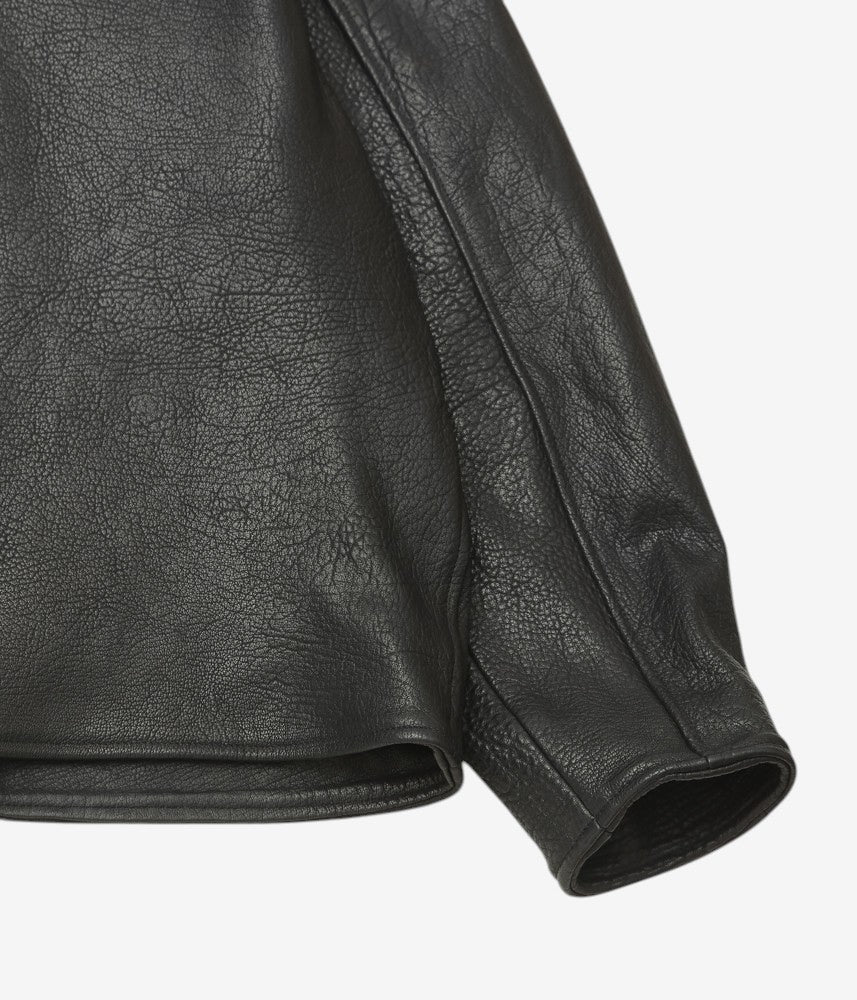 CAWLEY ''STRETCH WRINKLE LEATHER MENS FLYING JACKET'' (LIQUORICE)