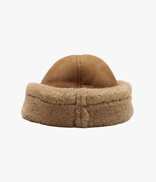 CAWLEY ''SUEDE BACK CURLY SHEEPSKIN CAP'' (TAN)