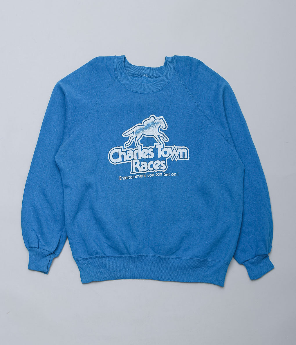 USED&VINTAGE ''"CHARLES TOWN RACES"SWEATSHIRT'' (BLUE)