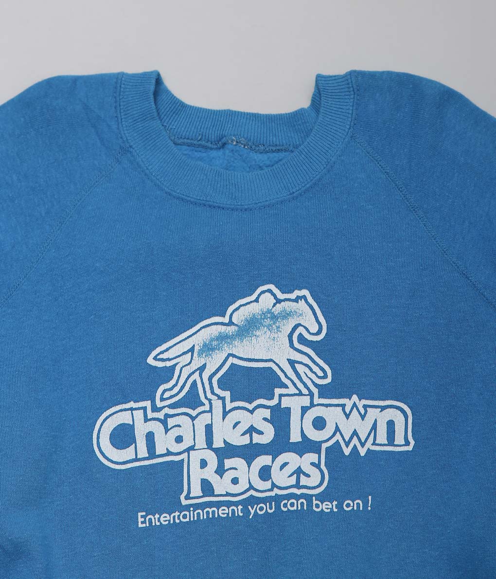 USED&VINTAGE ''"CHARLES TOWN RACES"SWEATSHIRT'' (BLUE)