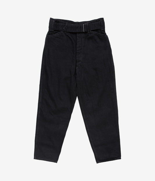 COMOLI "Black Denim Belted Pants" (BLACK)