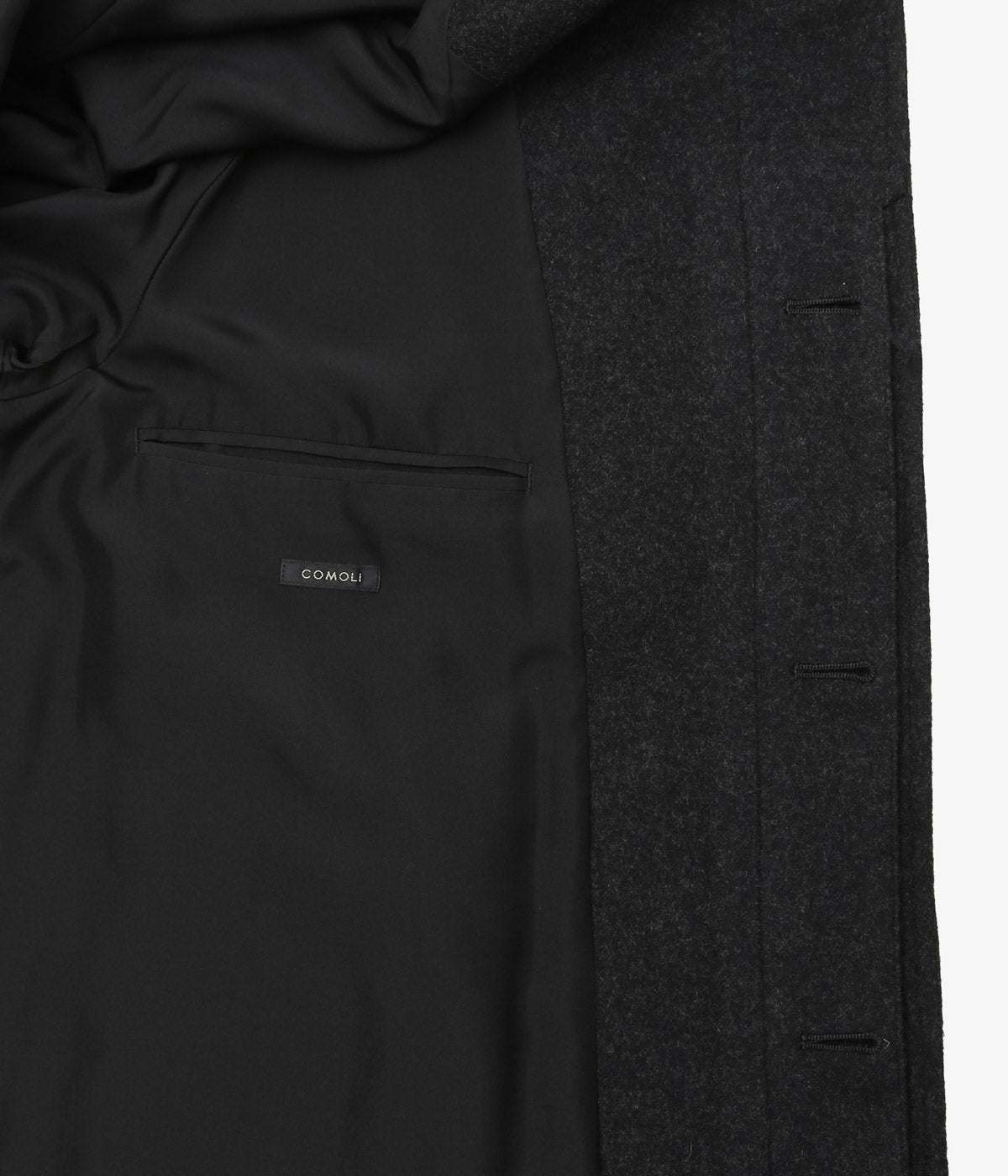 COMOLI ''Cashmere Balcollar Coat'' (CHARCOAL)