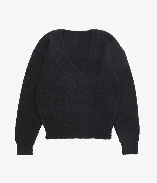 COMOLI '' 캐시미어 실크 로우 게이지 니트 ''(BLACK)