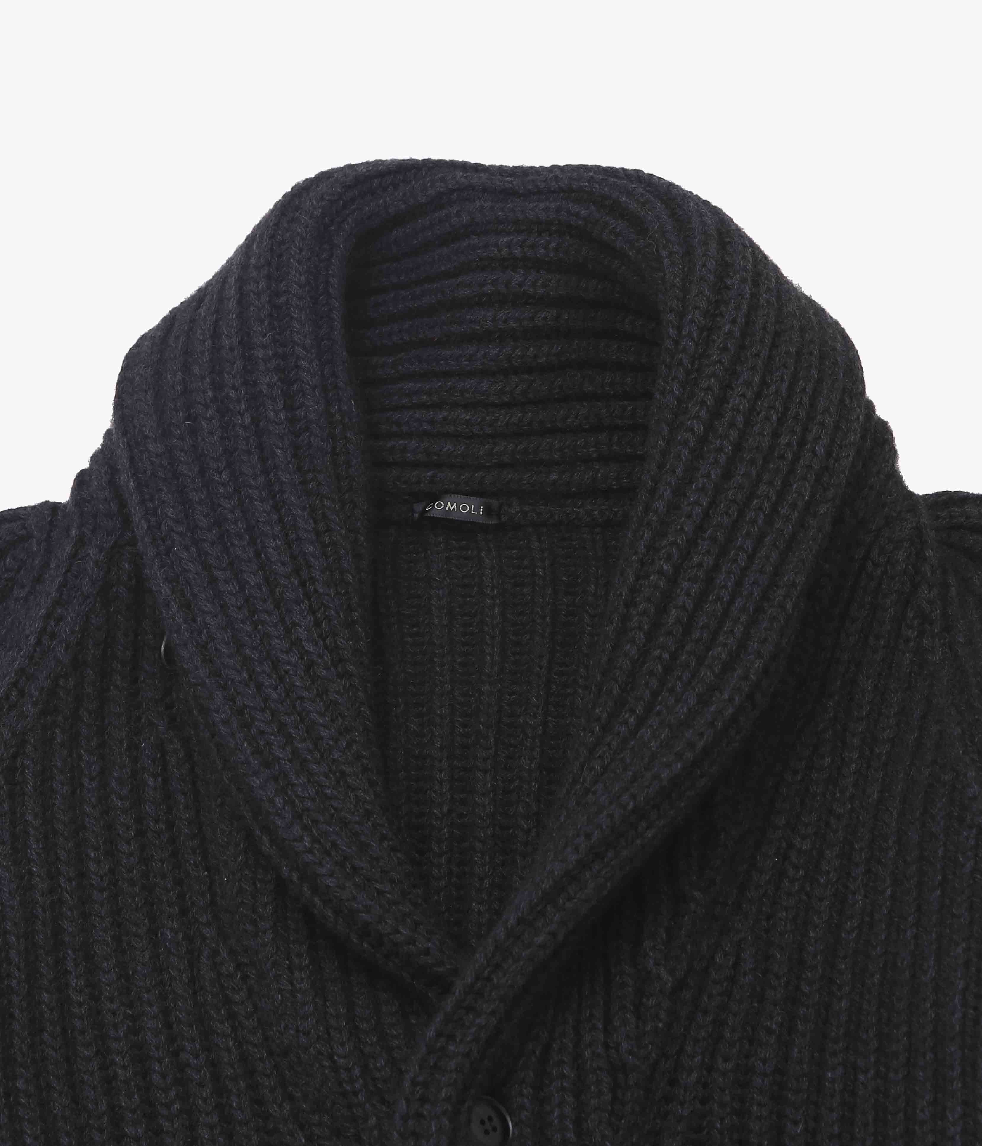 COMOLI Cashmere Washi Shawl Collar Knit Jacket (Black) – THE STORE