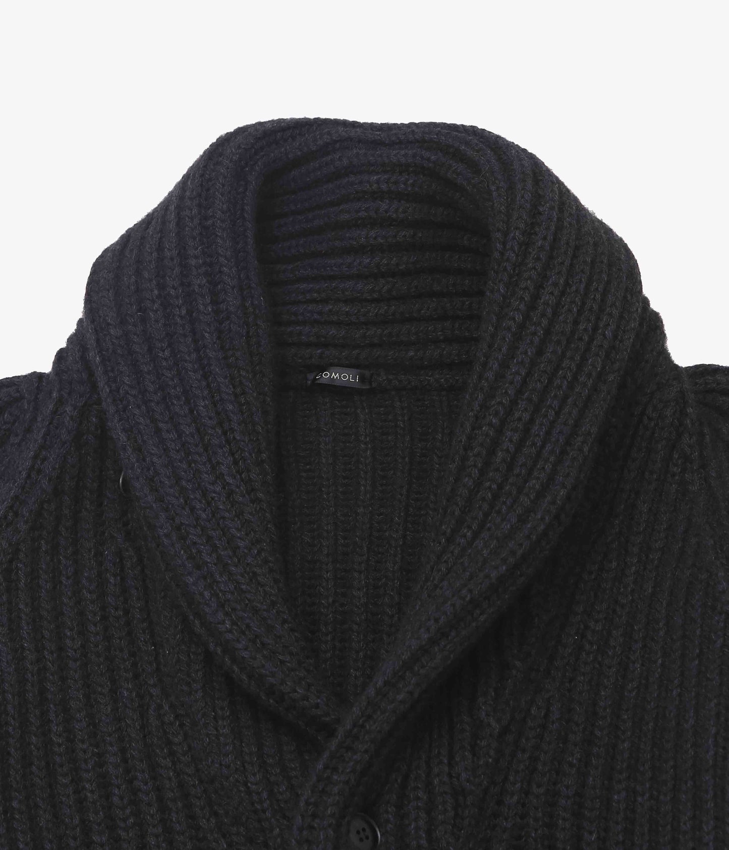 COMOLI ''カシミヤ和紙 ショールカラーニットジャケット'' (BLACK)