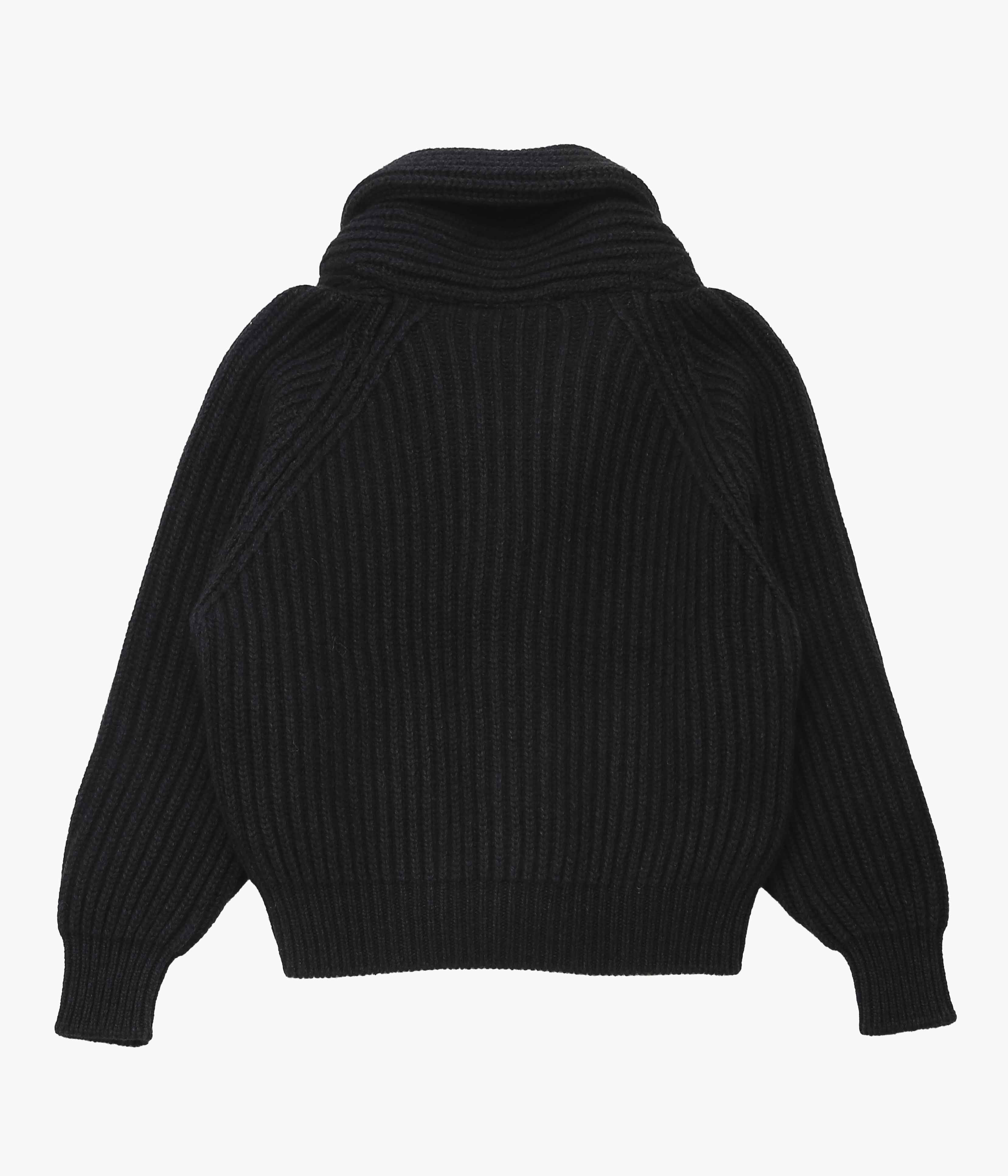 COMOLI ''カシミヤ和紙 ショールカラーニットジャケット'' (BLACK