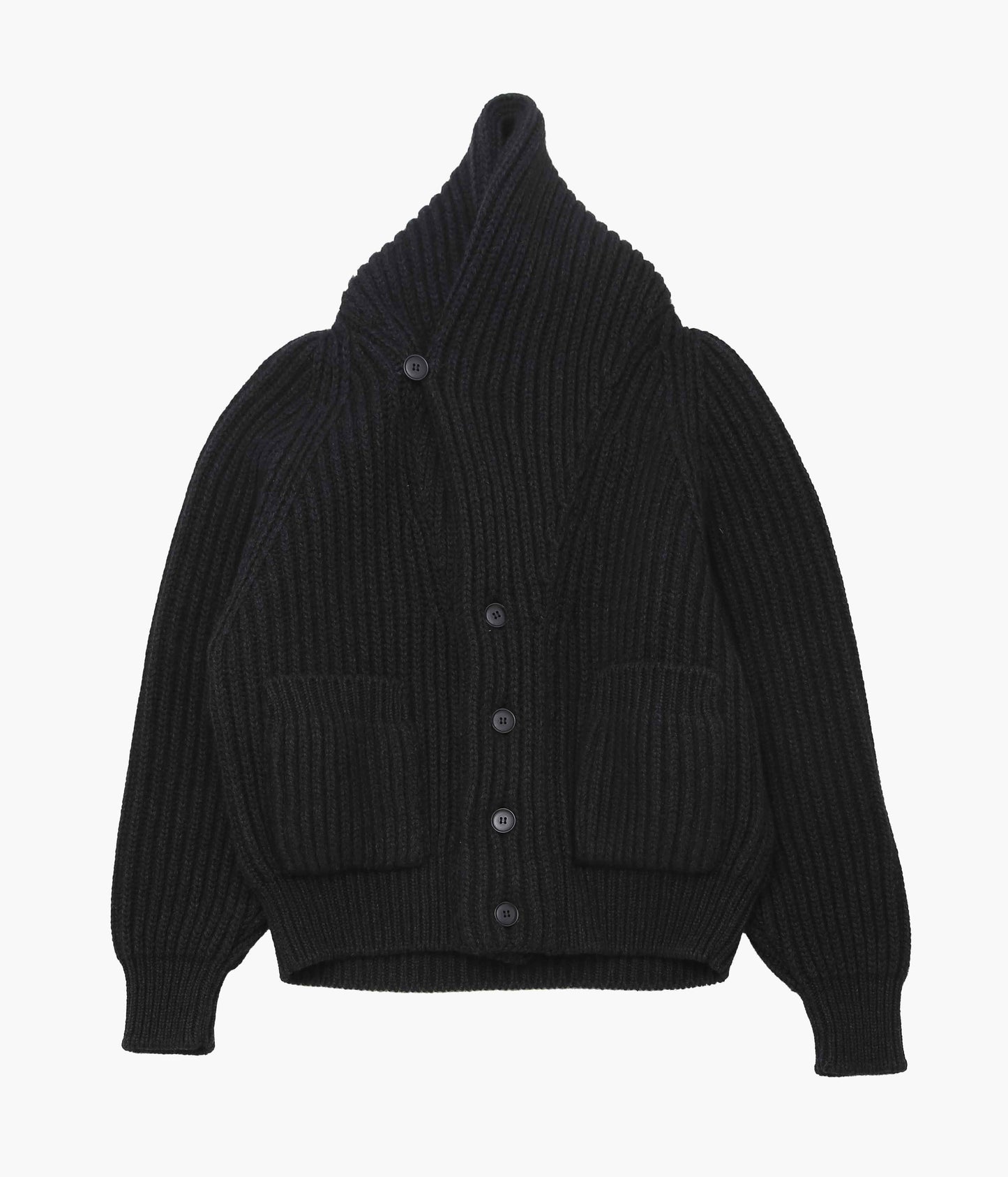 COMOLI ''カシミヤ和紙 ショールカラーニットジャケット'' (BLACK