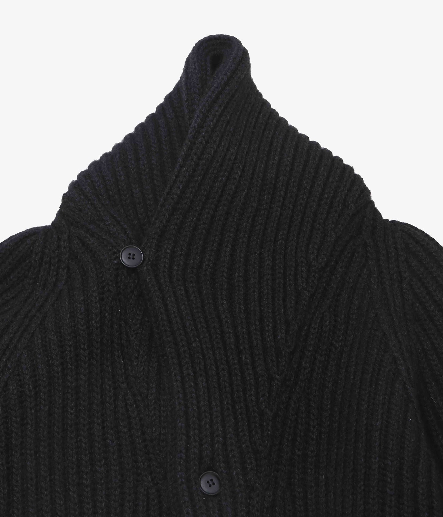 COMOLI ''カシミヤ和紙 ショールカラーニットジャケット'' (BLACK