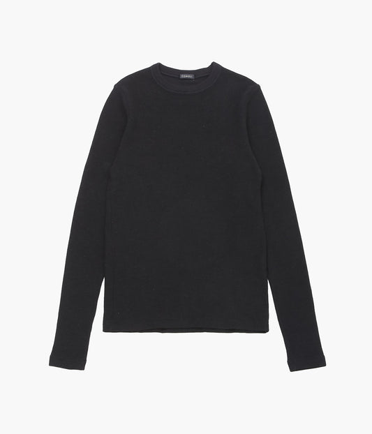 COMOLI Cotton Cashmere Long Sleeve Crew Shirt (Black)