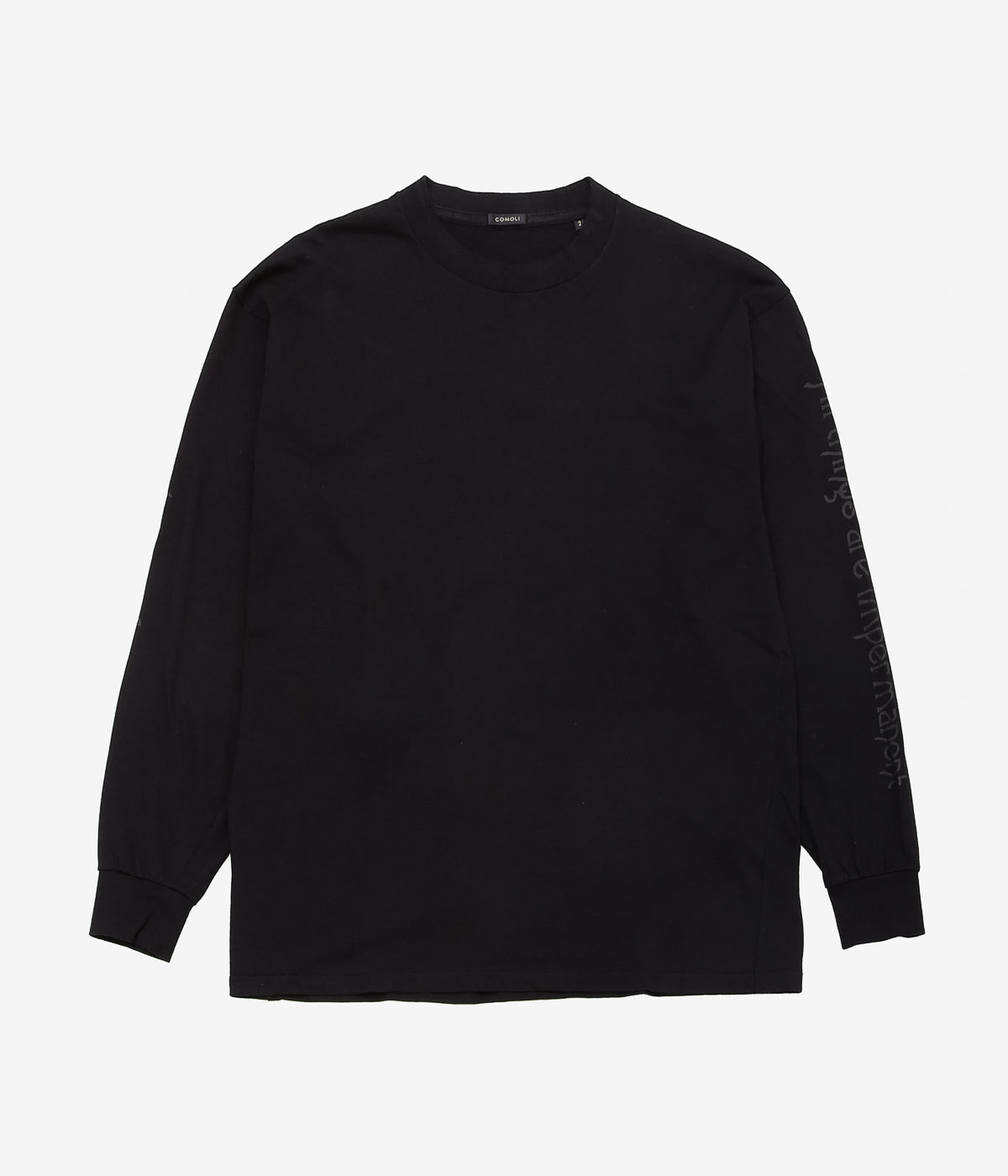 COMOLI "Cotton Cashmere Long Sleeve T-Shirt" (BLACK)