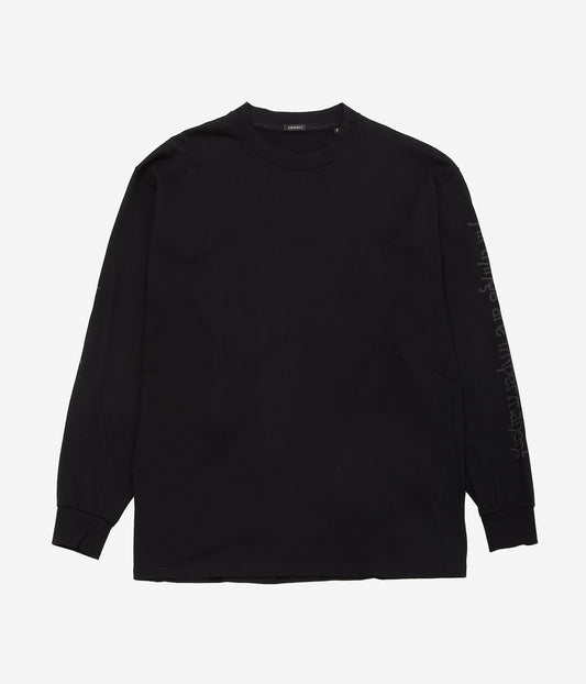 COMOLI "Cotton Cashmere Long Sleeve T-Shirt" (BLACK)