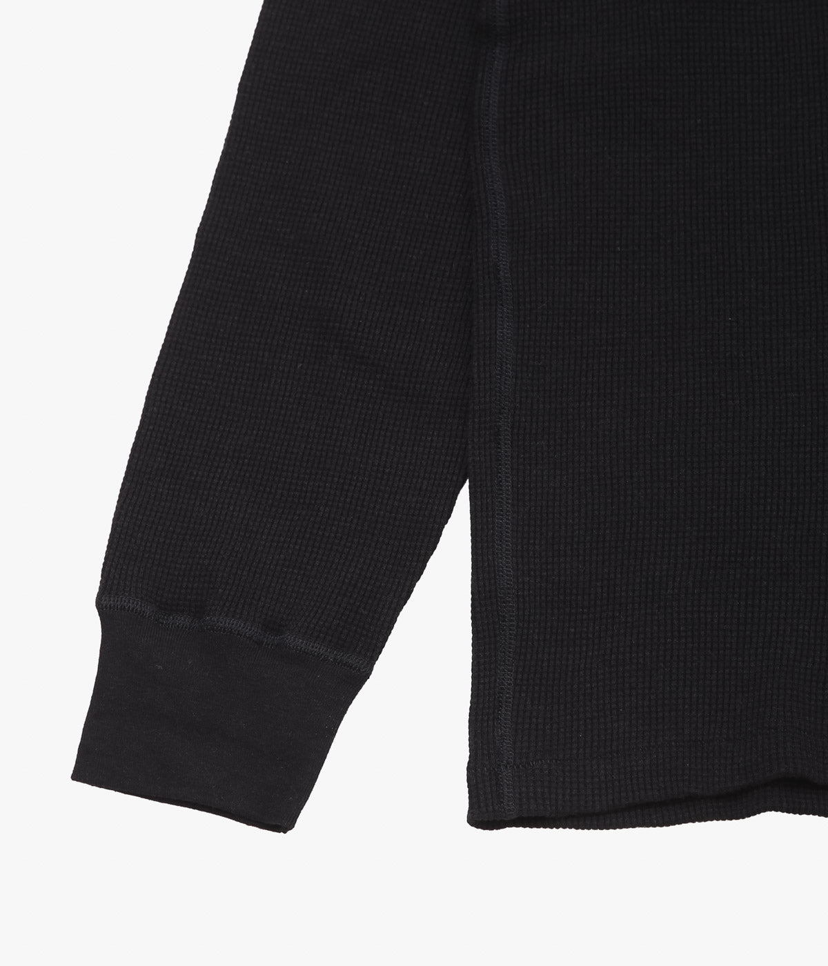 COMOLI Cotton Cashmere Waffle Long Sleeve Crew Shirt (Black)