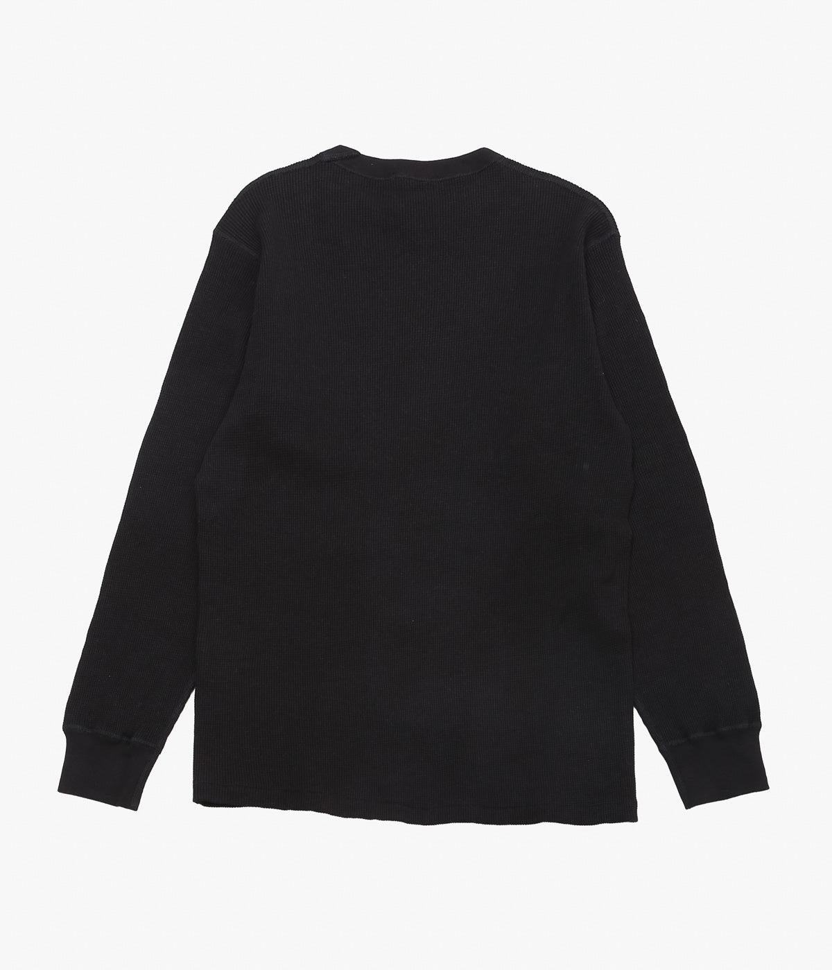 COMOLI Cotton Cashmere Waffle Long Sleeve Crew Shirt (Black)